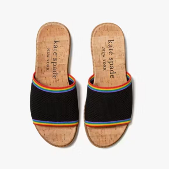 Kate Spade Wren Rainbow Stripe Slide Sandals - Picture 2 of 5